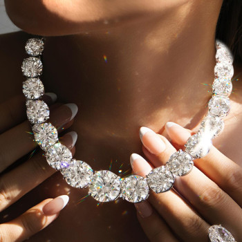 240ctw Round Cut White Sapphire Statement Necklace