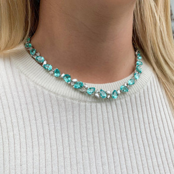 57ctw Pear Cut Paraiba Tourmaline Statement Necklace