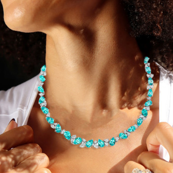 57ctw Pear Cut Paraiba Tourmaline Statement Necklace
