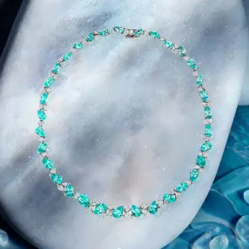 57ctw Pear Cut Paraiba Tourmaline Statement Necklace