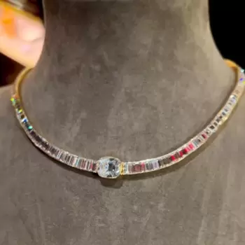 42ctw Cushion and Emerald Cut White Sapphire Necklace