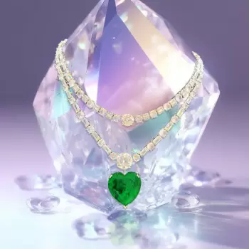 20ct Huge Heart Cut Emerald Two Row Statement Necklace