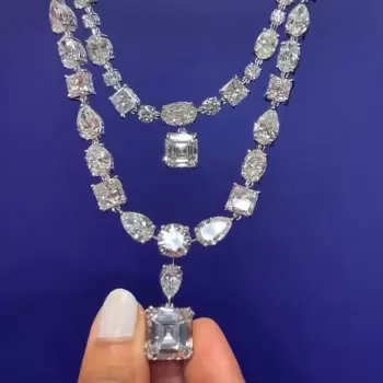 115ctw Multicut White Sapphire Double-Layer Statement Necklace