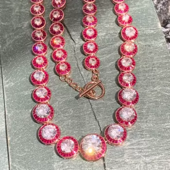 90ctw Halo Ruby White Sapphire Statement Necklace