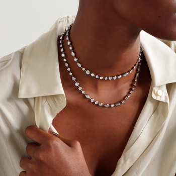 60ctw Multi-Cut White Sapphire Two Tone Necklace