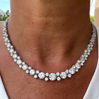 46ctw Round Cut White Sapphire Tennis Necklace