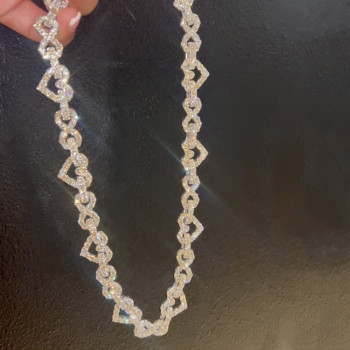 60ctw White Sapphire Paved Infinity Heart Statement Necklace