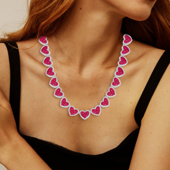 39ctw Halo Paved Heart Statement Necklace