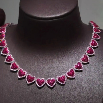 39ctw Halo Paved Heart Statement Necklace