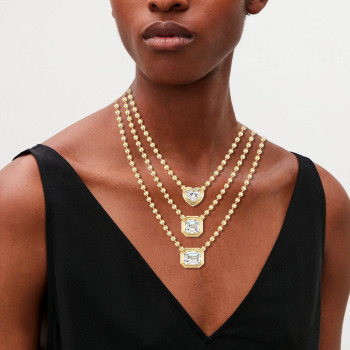 Double Bubble Bezel Pendant Ball Chain Everyday Necklace