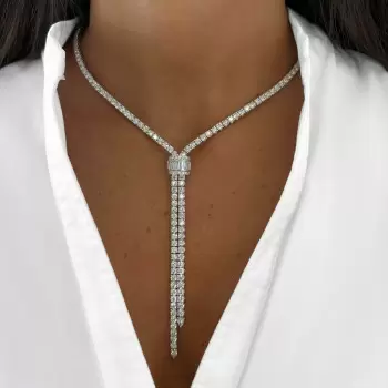 36ctw Round Cut Bolo Statement Necklace