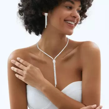 White Sapphire Adjustable Bolo Necklace Two-piece Jewelry Set