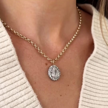 5.7ct Pear Cut White Sapphire Chain Link Necklace