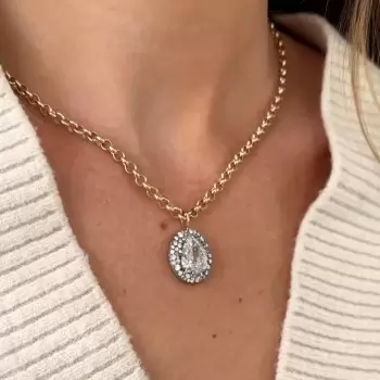 5.7ct Pear Cut White Sapphire Chain Link Necklace