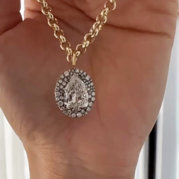 5.7ct Pear Cut White Sapphire Chain Link Necklace