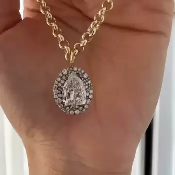 5.7ct Pear Cut White Sapphire Chain Link Necklace