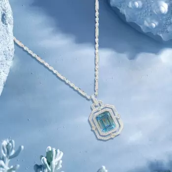 14ct Emerald Cut Aquamarine Vintage Necklace