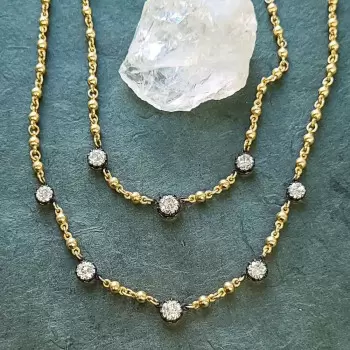 Round Cut White Sapphire Ball Chain Station Necklace