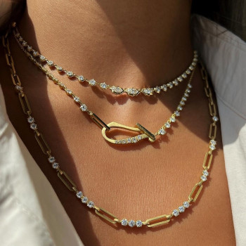 20ctw Round Cut Paperclip Link Chain Necklace