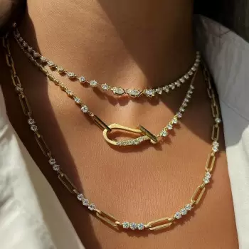 20ctw Round Cut Paperclip Link Chain Necklace