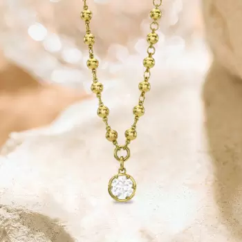 3.8ct Round Cut Pendant Bead Chain Necklace