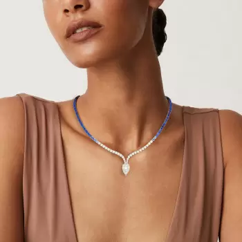 24ctw Pear and Round Cut Tennis Necklace