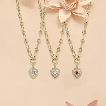 5ctw Multicolor Sapphire Chain Link Love Heart Necklace