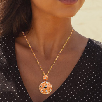 Vintage Style Paved Ball Pendant Necklace