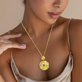 Vintage Style Paved Ball Pendant Necklace