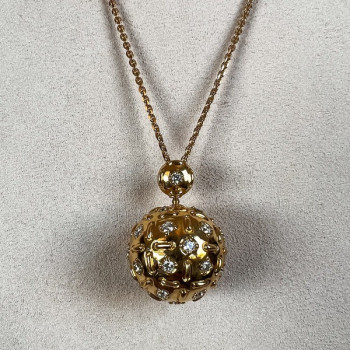 Vintage Style Paved Ball Pendant Necklace