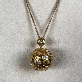 Vintage Style Paved Ball Pendant Necklace