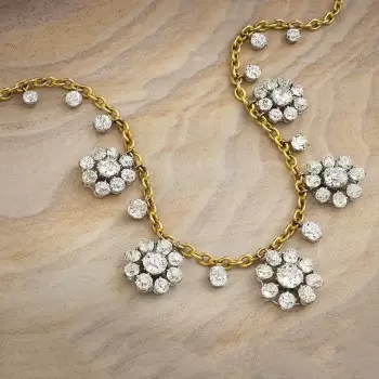 80ctw Oval Link Chain Floral Pendant Statement Necklace