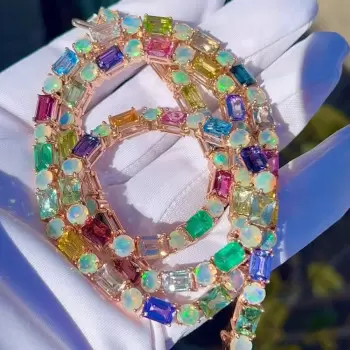 80ctw Multicolor Sapphire and Opal Rainbow Necklace