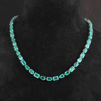 35ctw Multi-cut Emerald Statement Necklace