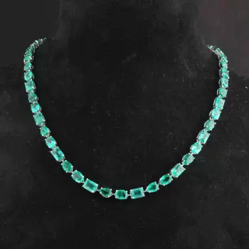 35ctw Multi-cut Emerald Statement Necklace