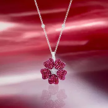 8.5ctw Ruby Nature-inspired Flower Pendant Necklace