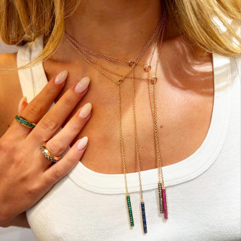 2ctw Multicolor Sapphire Bar Pendant Necklace