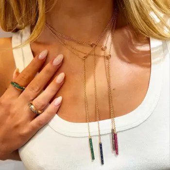 2ctw Multicolor Sapphire Bar Pendant Necklace