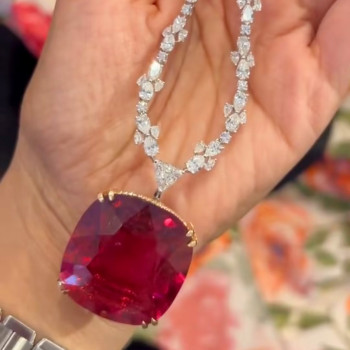 20ct Cushion Cut Ruby Statement Necklace