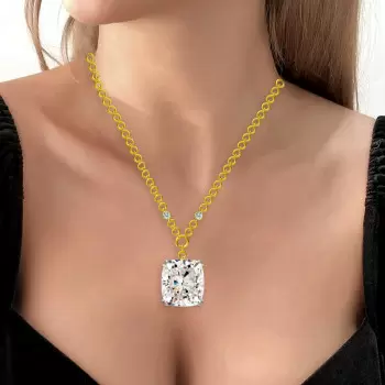 20ct Huge Cushion Cut White Sapphire Link Chain Necklace