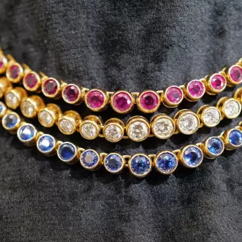 65ctw Round Cut Triple-row Multicolor Statement Necklace