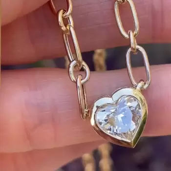 5.6ct Heart Cut Hidden Halo Pendant Paperclip Chain Necklace