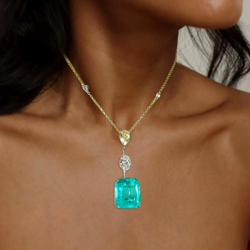 10ct Emerald Cut Emerald Pendant Necklace
