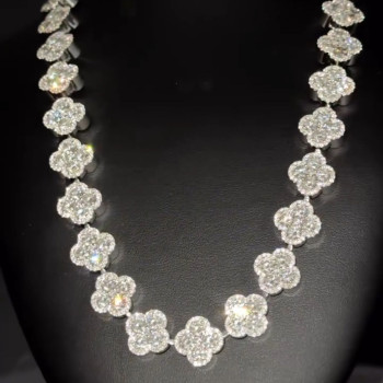 50ctw Round Cut Clustered Clover Statement Necklace