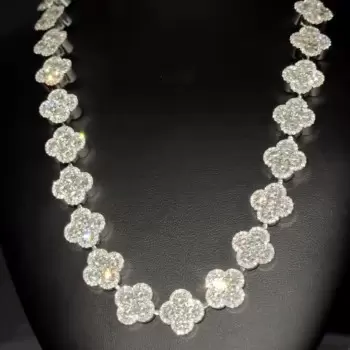 50ctw Round Cut Clustered Clover Statement Necklace