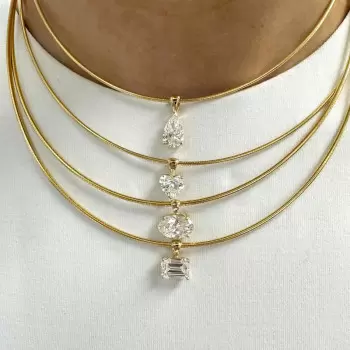 3ct Multi-cut Omega Chain Simple Everyday Necklace