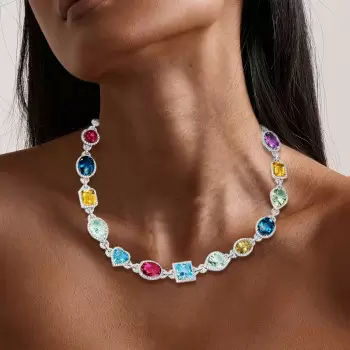 120ctw Multi-shaped Firework Cut Multicolor Statement Necklace