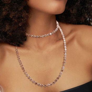 90ctw Champagne Sapphire Rose Gold Tone Statement Necklace