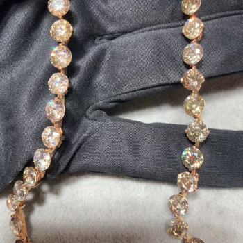 90ctw Champagne Sapphire Rose Gold Tone Statement Necklace