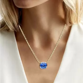7.5ct Cushion Cut Blue Sapphire Vintage Pendant Necklace